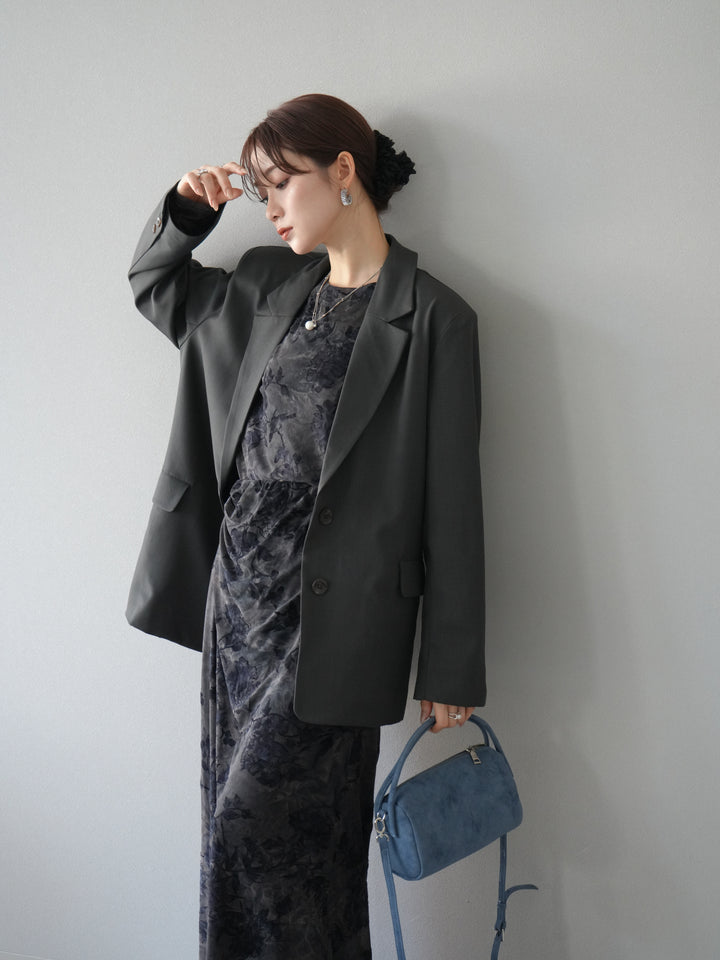 [予約]エステルオーバーテーラードジャケット/チャコール