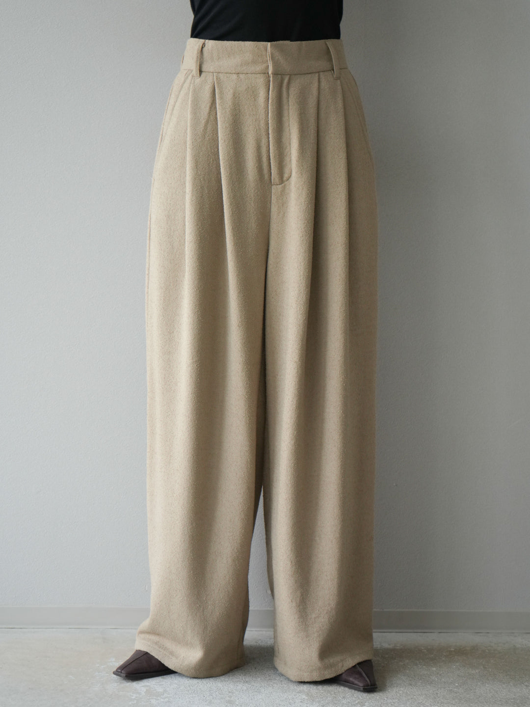 [予約]ネップワイドパンツ/ベージュ
