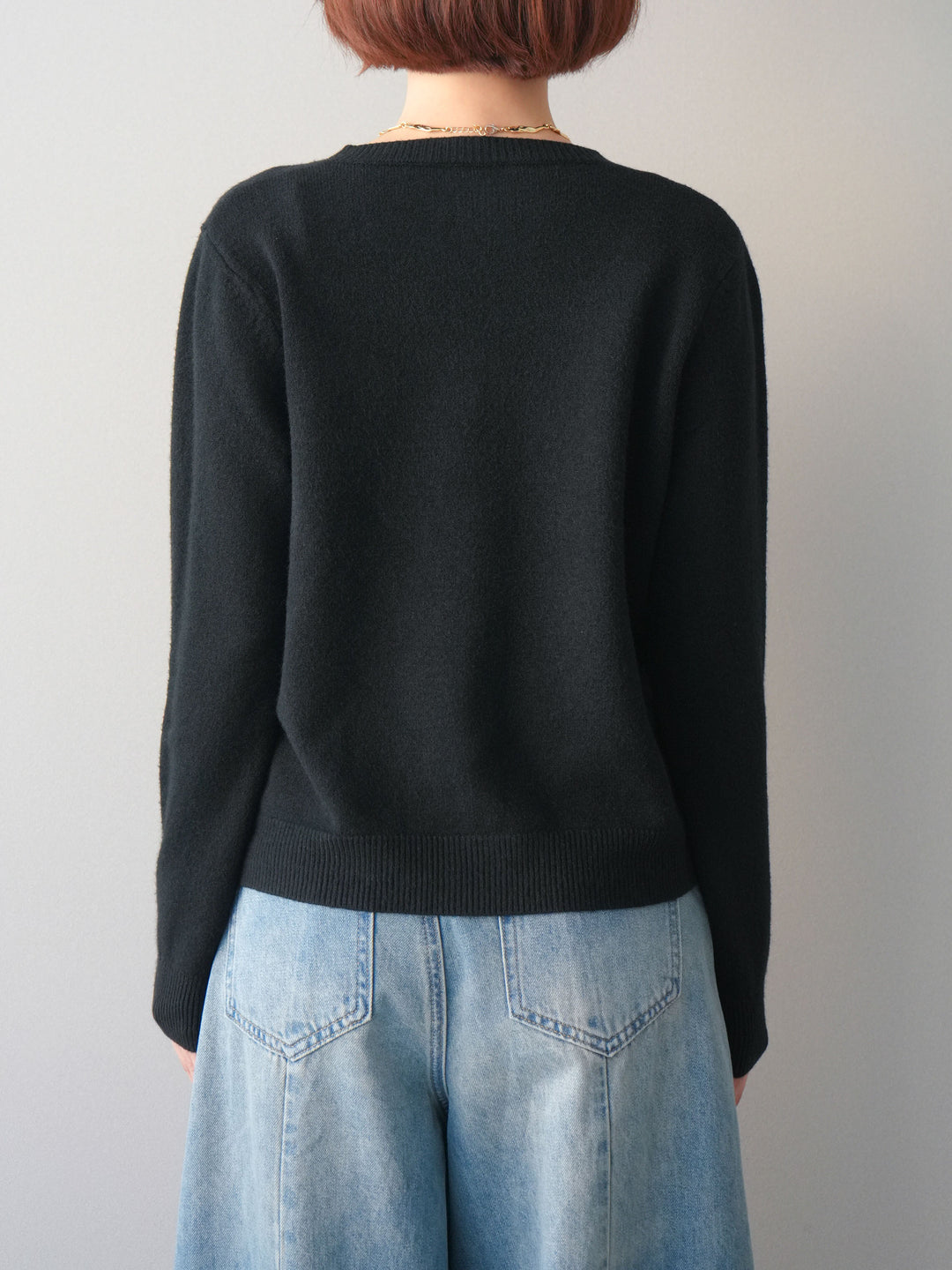 [予約]ハートボタンニットカーディガン/black