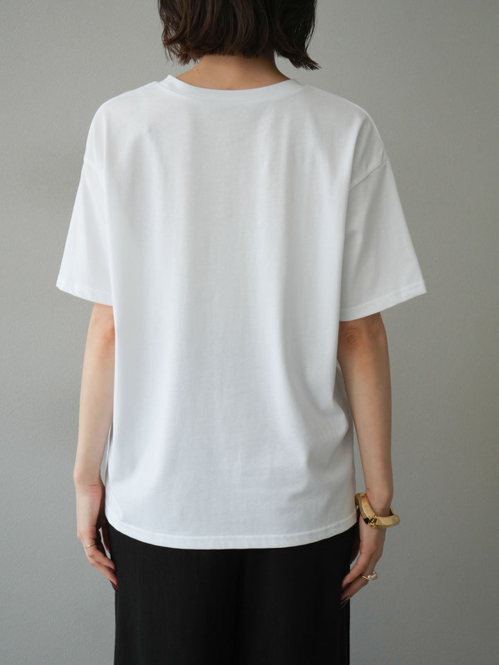 [予約]チュールレイヤードプリントTシャツ/オフ