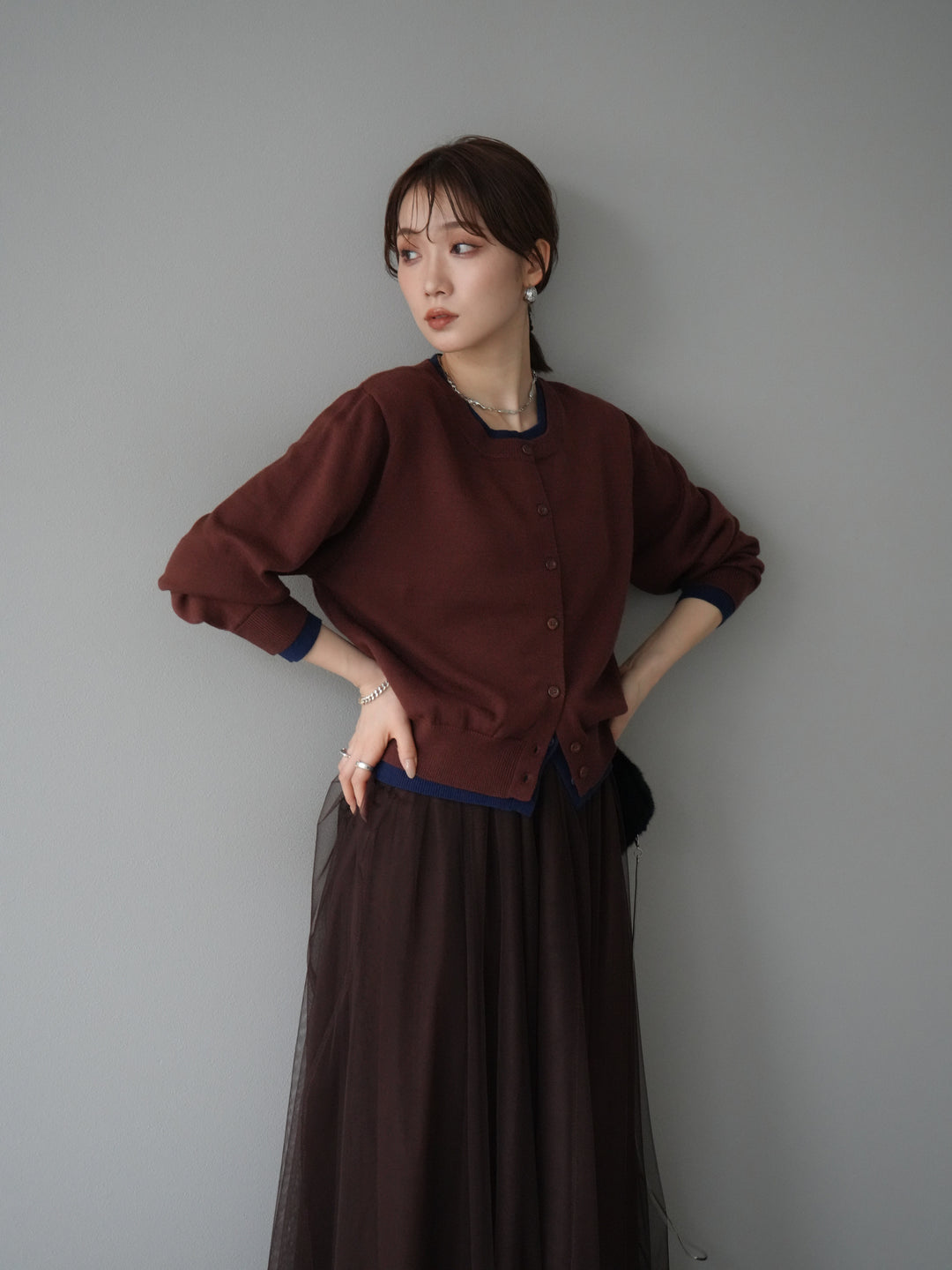 [SET] 色彩協調的層疊開襟衫 + 可選配件套裝（2 套）