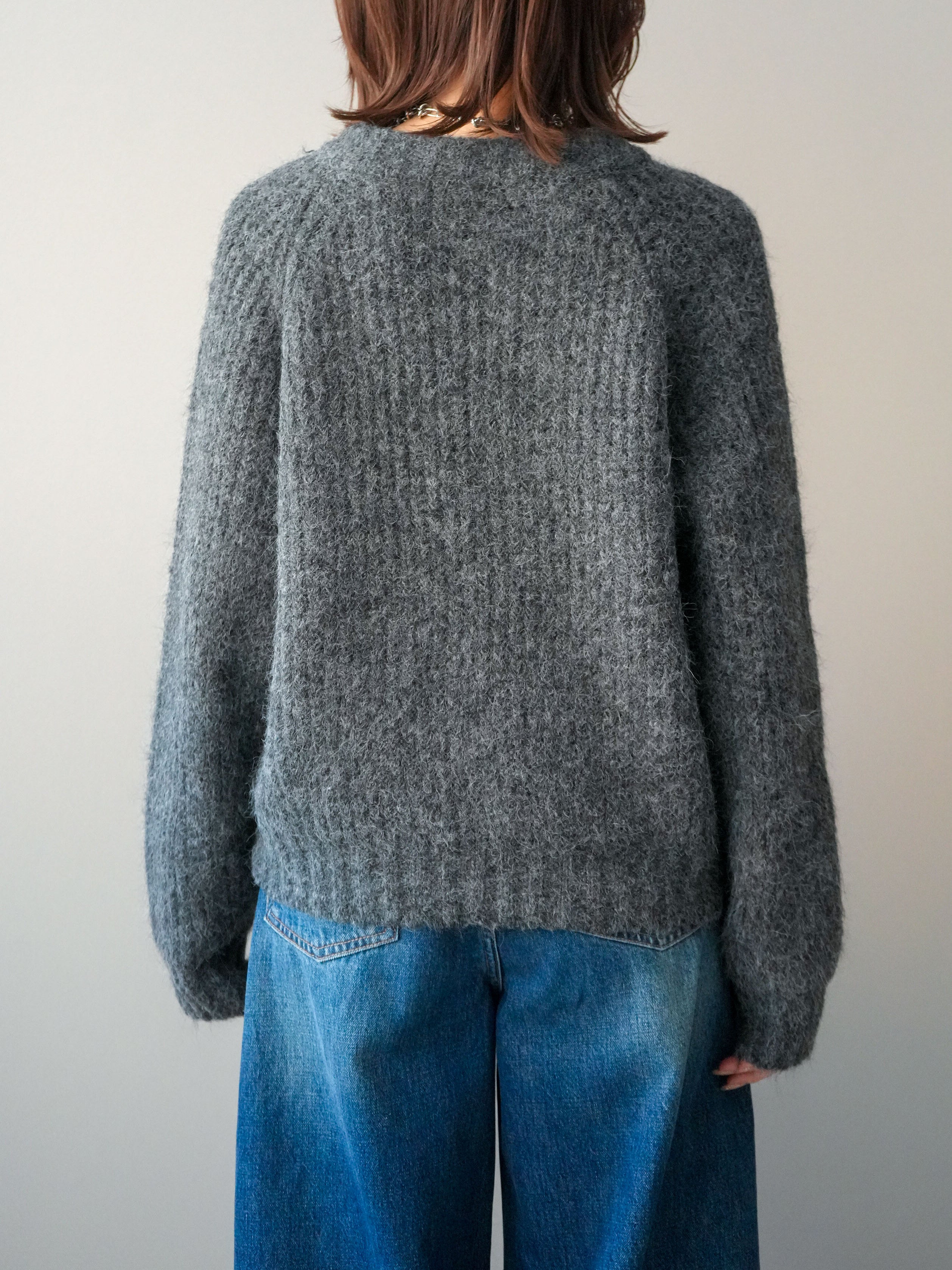 予約]MIXヤーンモヘアタッチZIPニットカーディガン/gray – Lumier