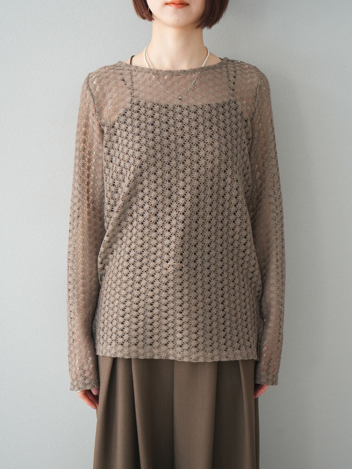 【預購】鏤空上衣/褐色