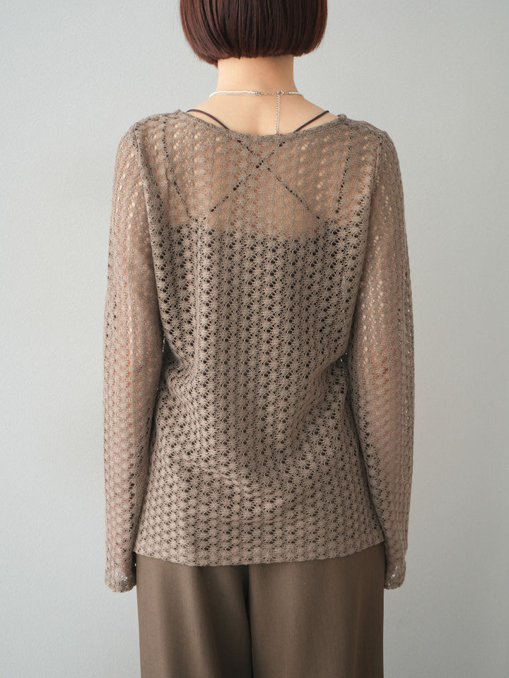 【預購】鏤空上衣/褐色