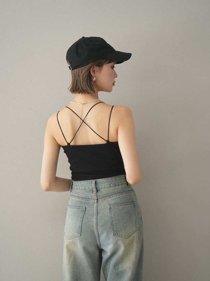 【預購】後背交叉罩杯背心/黑色