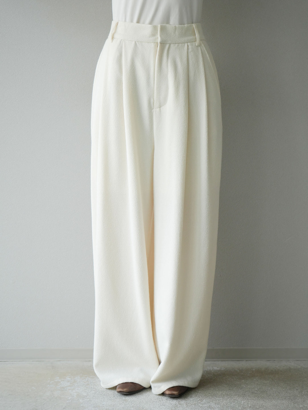 [予約]ネップワイドパンツ/アイボリー