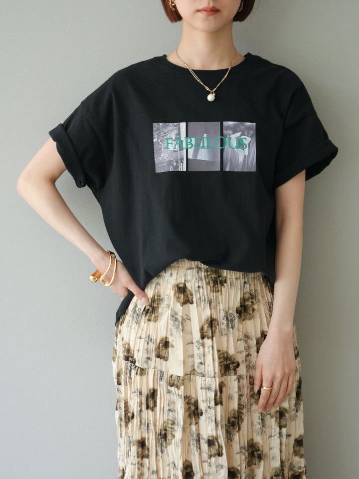 [SET]ネオンロゴコラージュフォトプリントオーバーTシャツ+選べるアクセセット(2set)