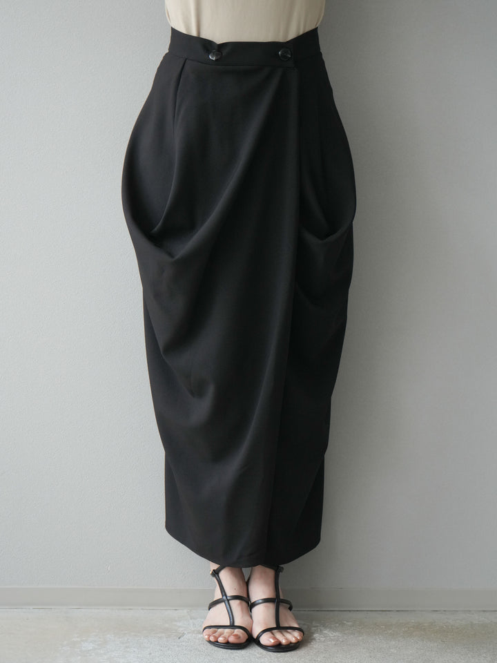 [予約]ドレープデザインスカート/ブラック