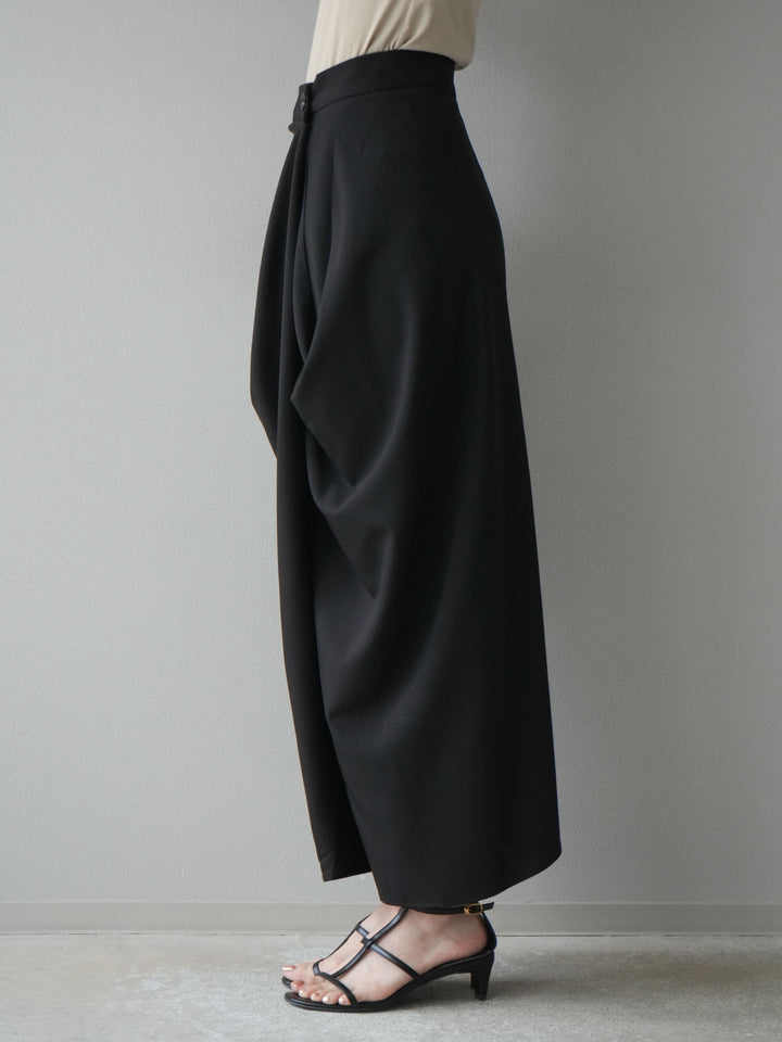 [予約]ドレープデザインスカート/ブラック