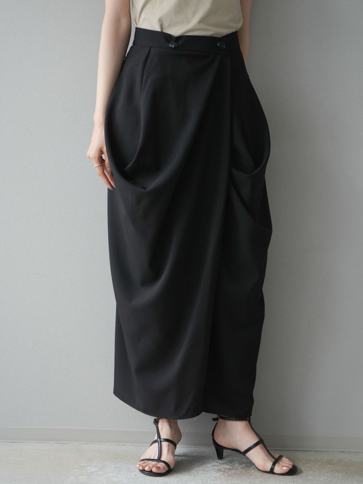 [予約]ドレープデザインスカート/ブラック