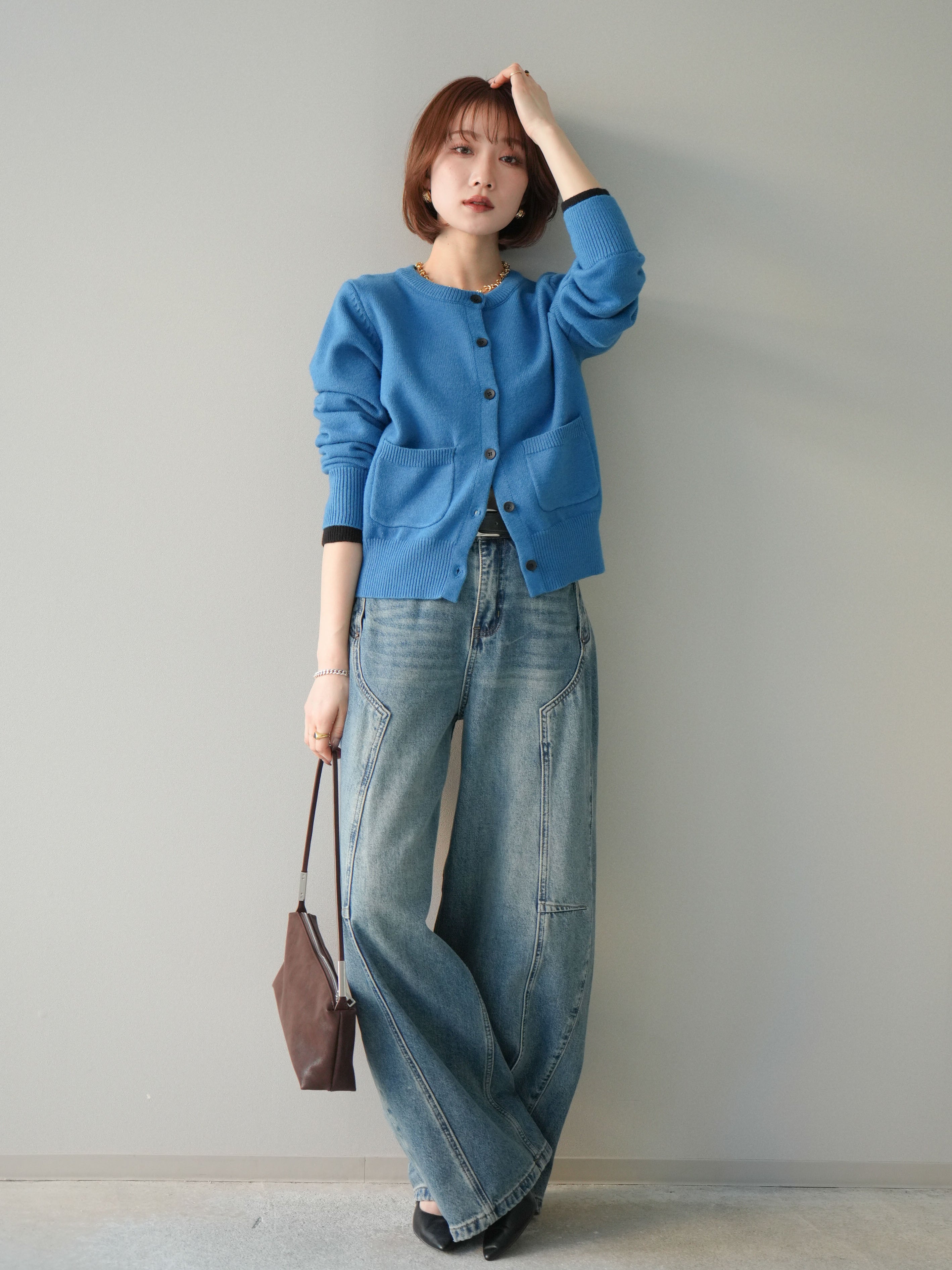 予約]ベルト付3Dカーブデニムパンツ/blue – Lumier