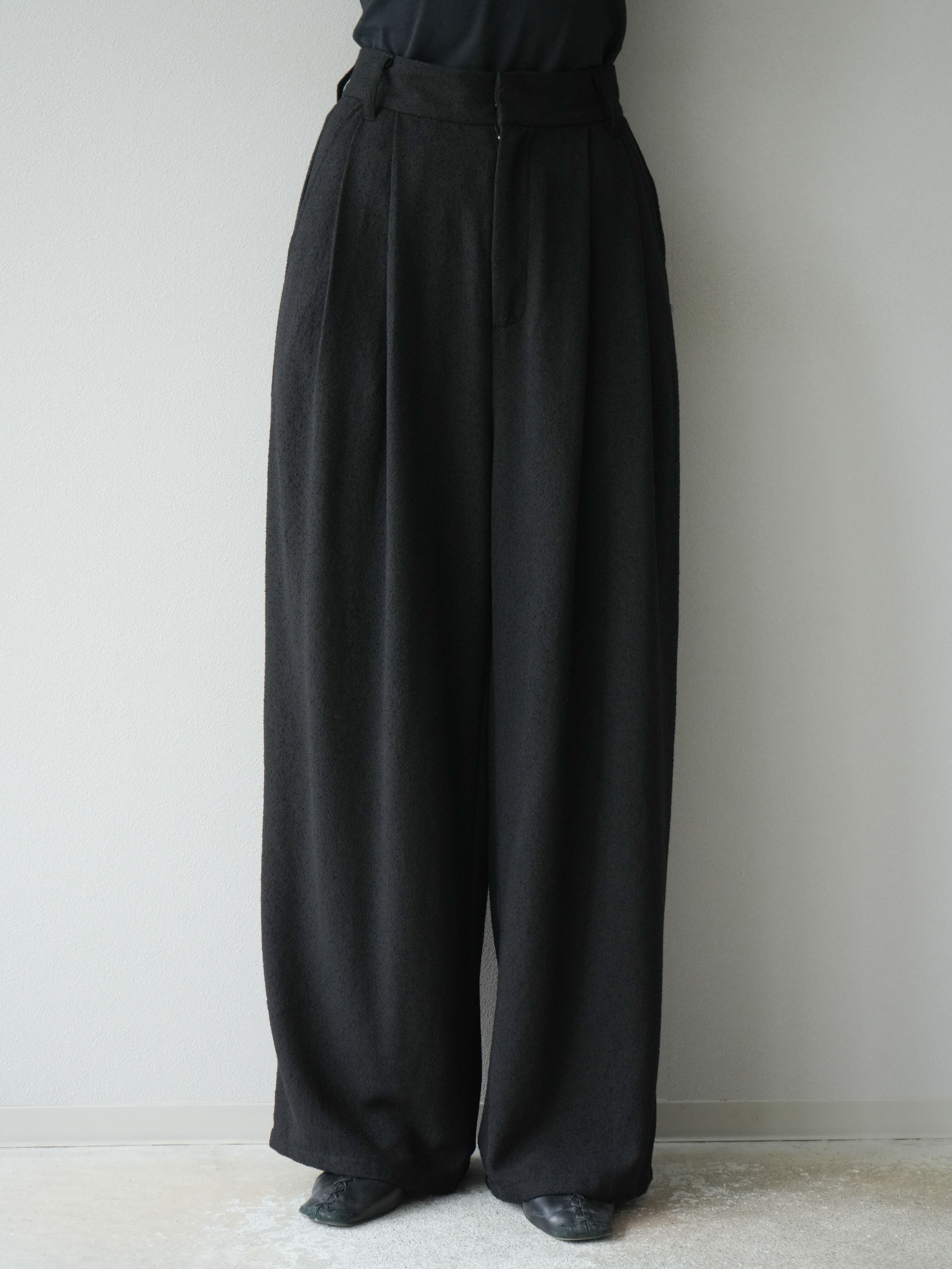 予約]ネップワイドパンツ/ブラック – Lumier