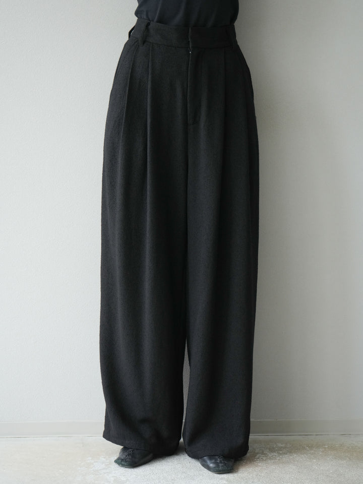 [予約]ネップワイドパンツ/ブラック