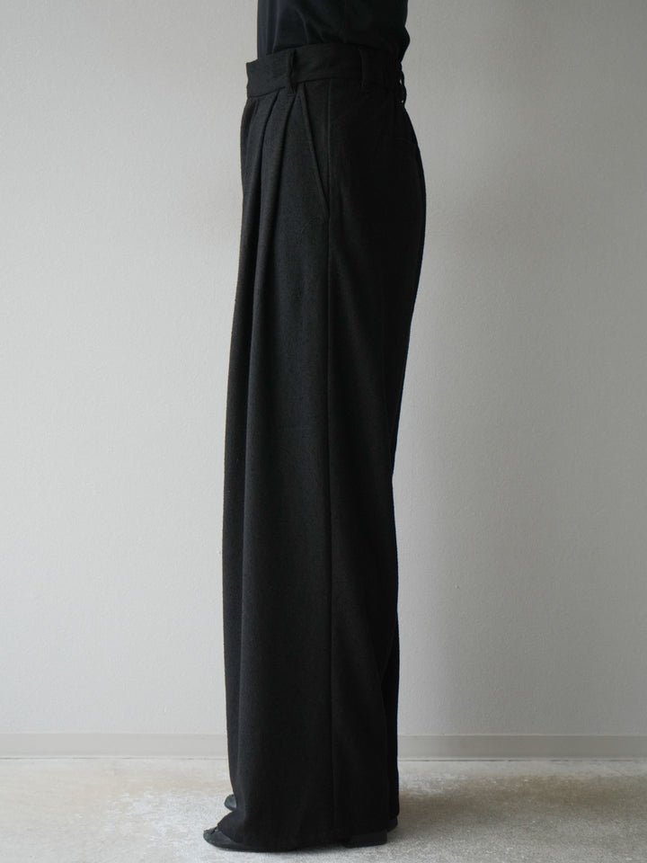 [予約]ネップワイドパンツ/ブラック