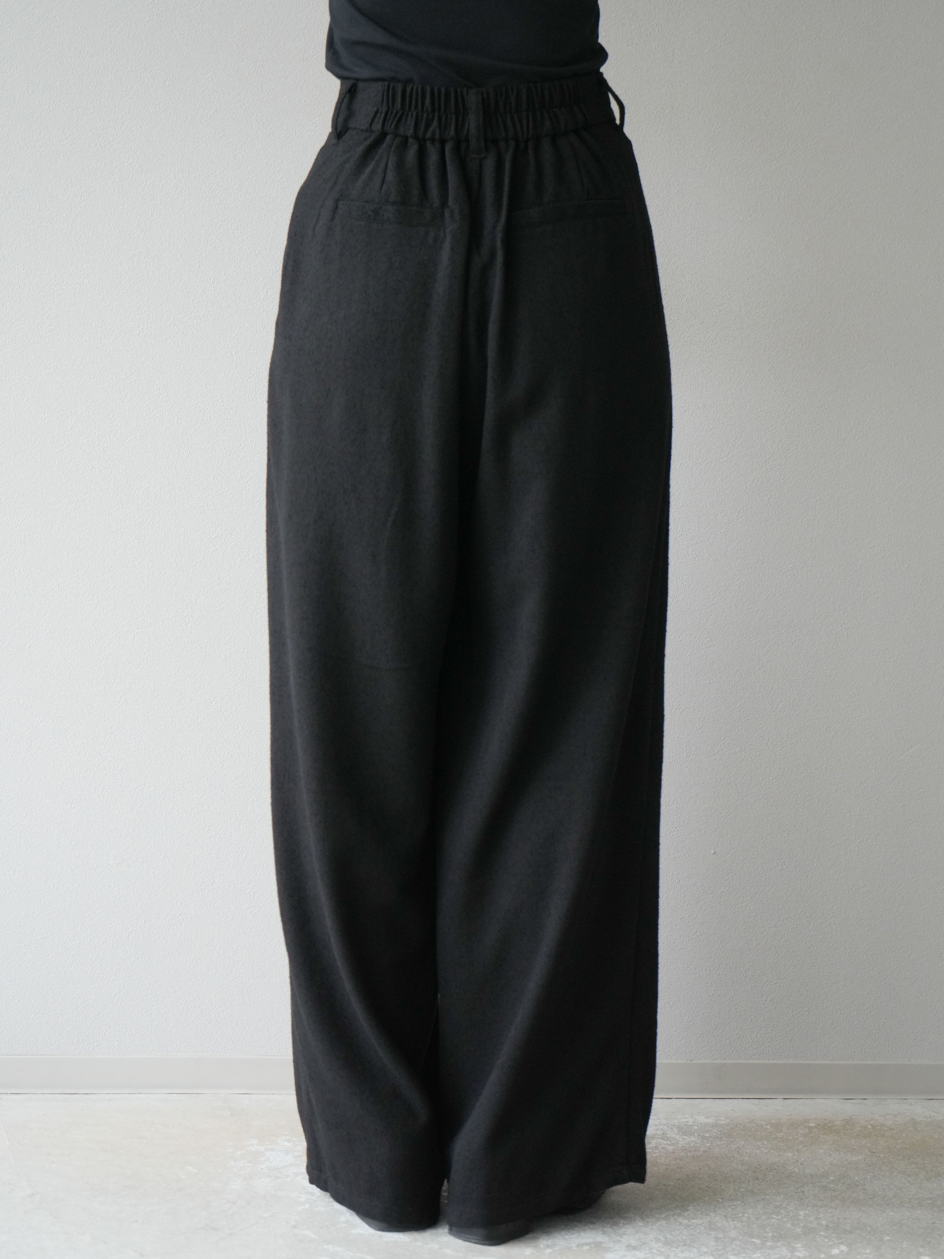 予約]ネップワイドパンツ/ブラック – Lumier
