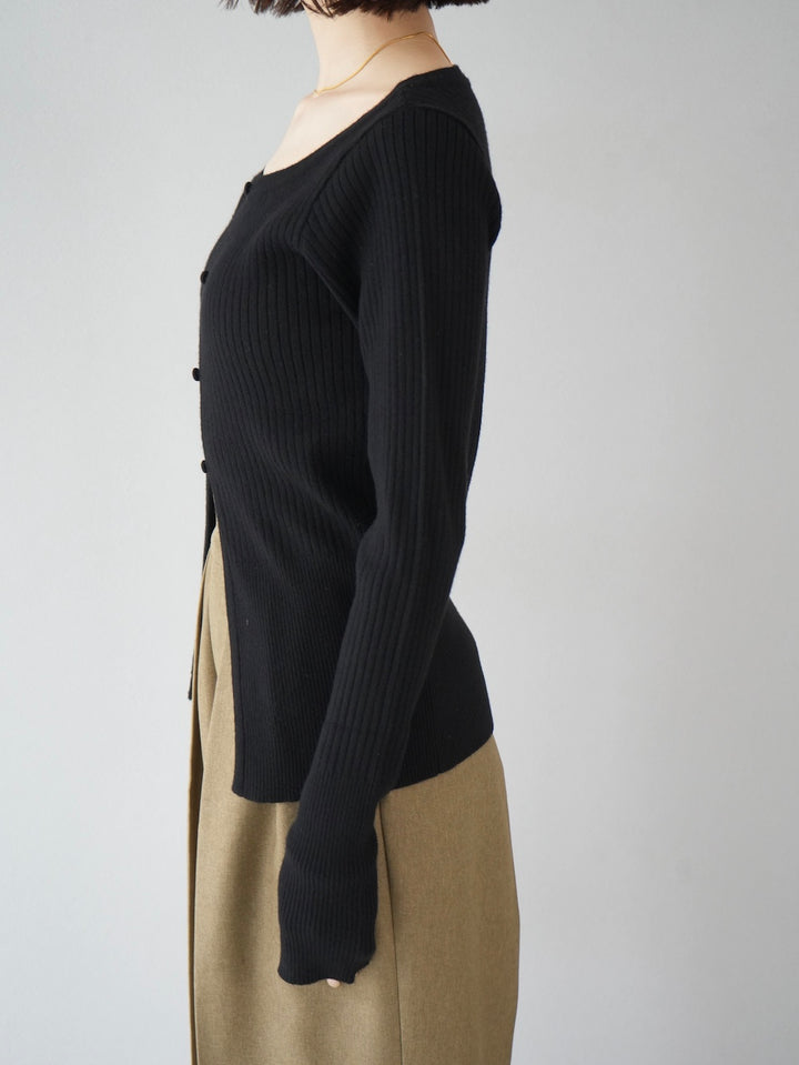 [予約]compact rib knit cardigan / black