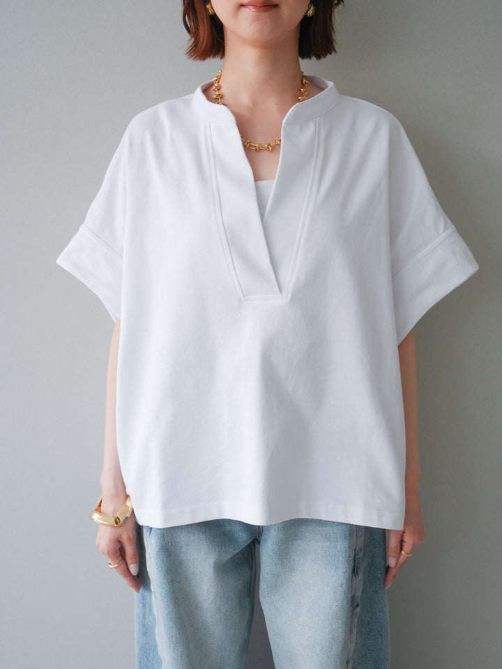 [予約]スキッパーワイド半袖トップス/white