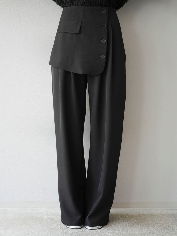 [Pre-order] Front flap slacks pants/black