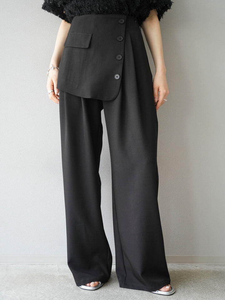 [Pre-order] Front flap slacks pants/black