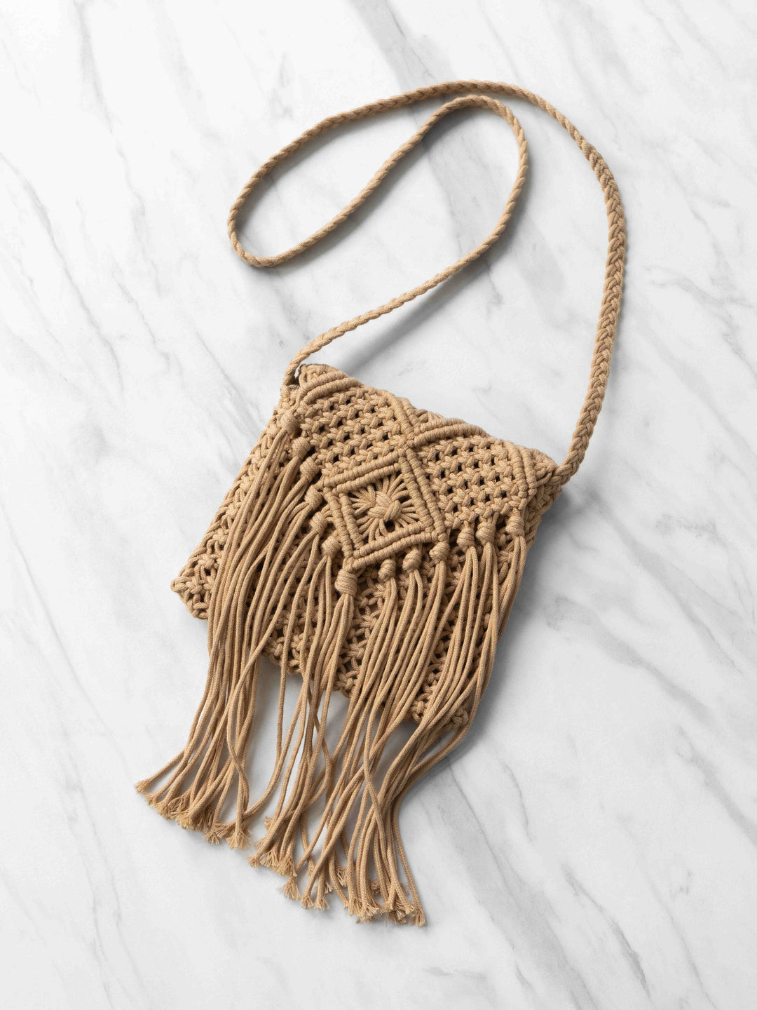 [予約]マクラメフリンジショルダーミニバッグ/ベージュ