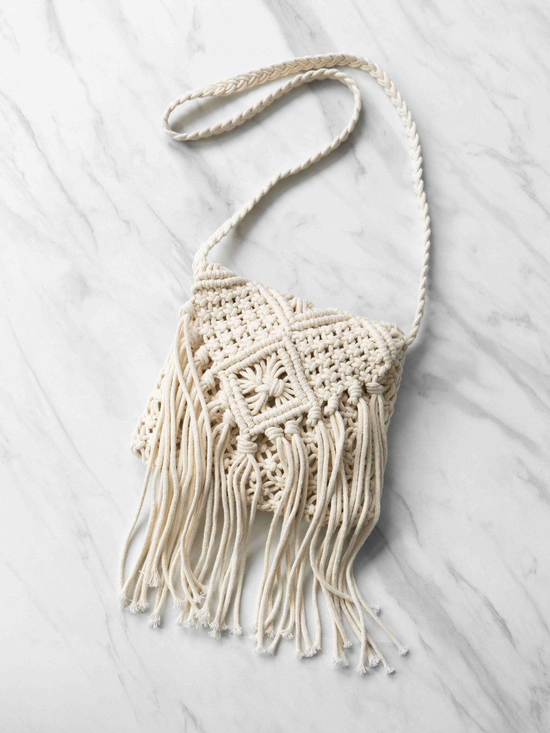 [予約]マクラメフリンジショルダーミニバッグ/アイボリー