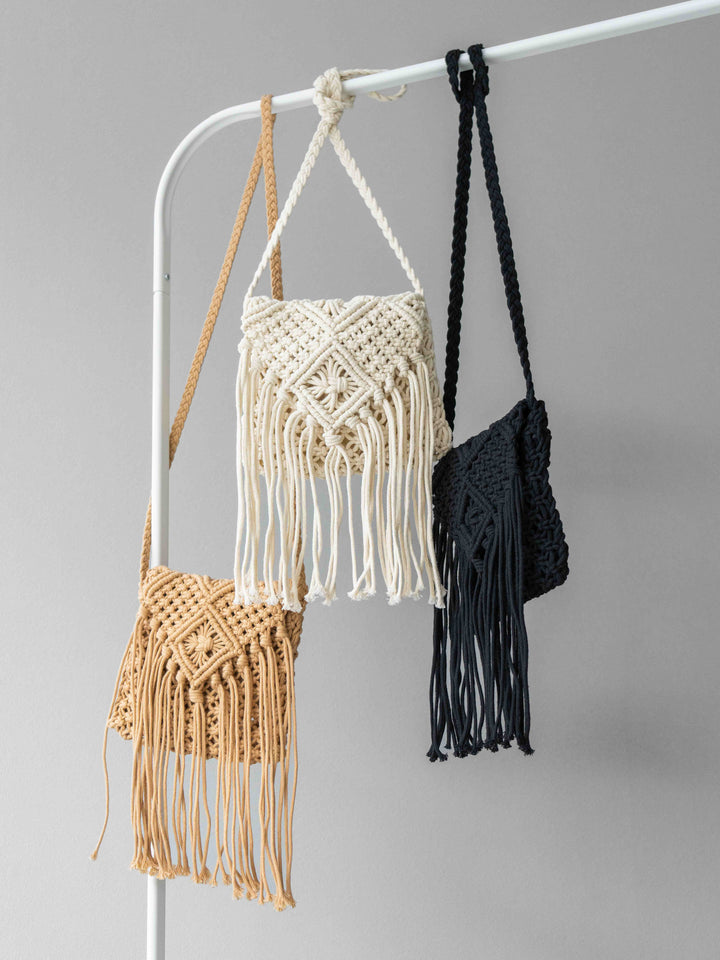 [予約]マクラメフリンジショルダーミニバッグ/ベージュ