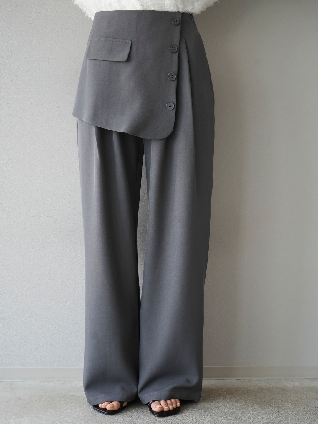 [Pre-order] Front flap slacks pants/gray