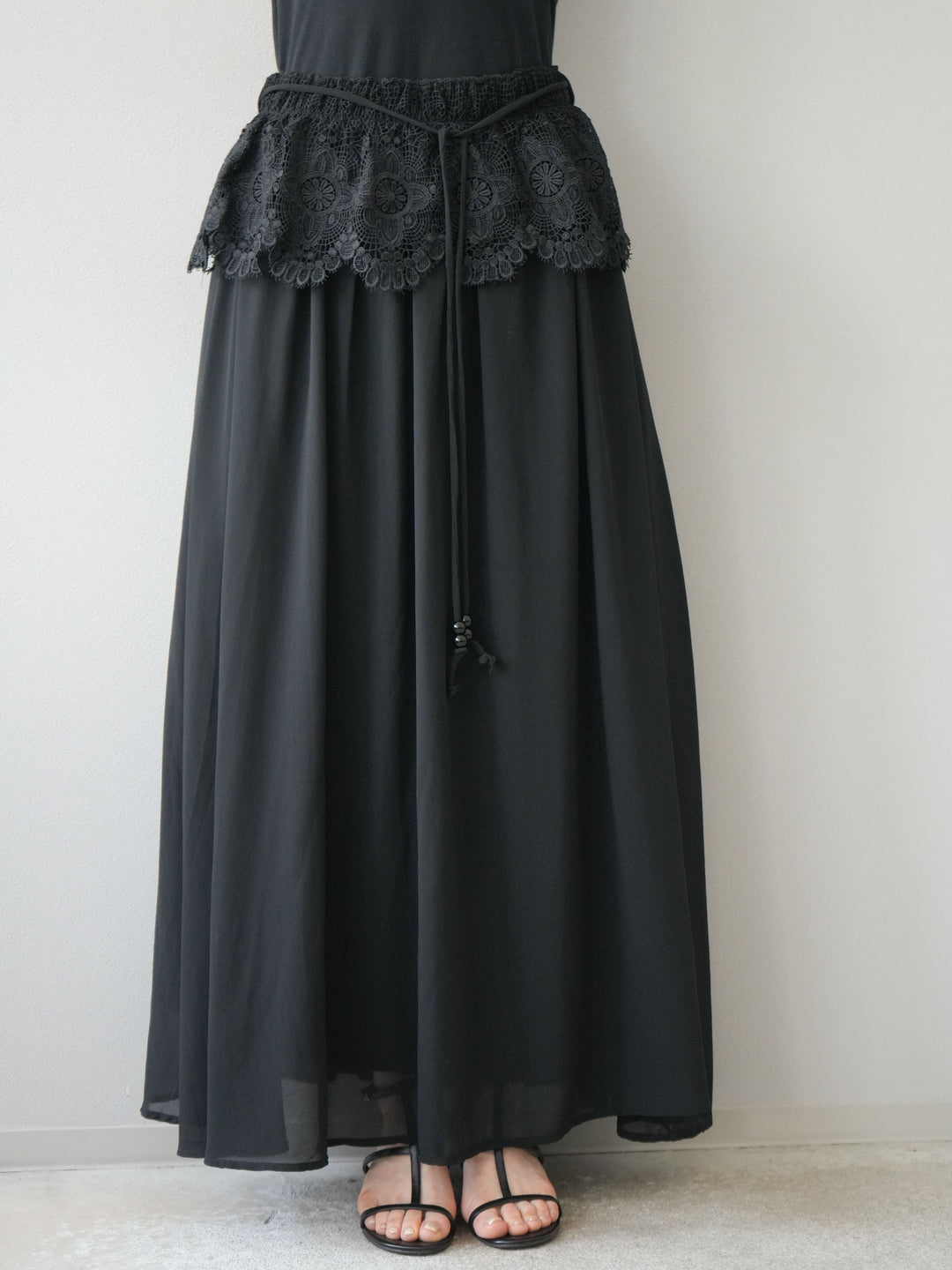 [SET]シフォンブラウス＆レースデザインフレアスカートSET UP(2set)