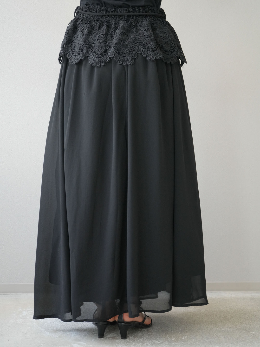 [SET]シフォンブラウス＆レースデザインフレアスカートSET UP(2set)