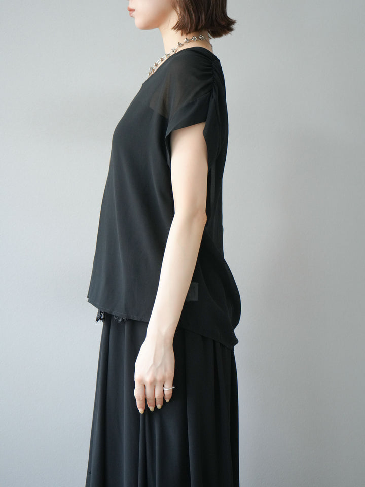 [SET]シフォンブラウス＆レースデザインフレアスカートSET UP(2set)