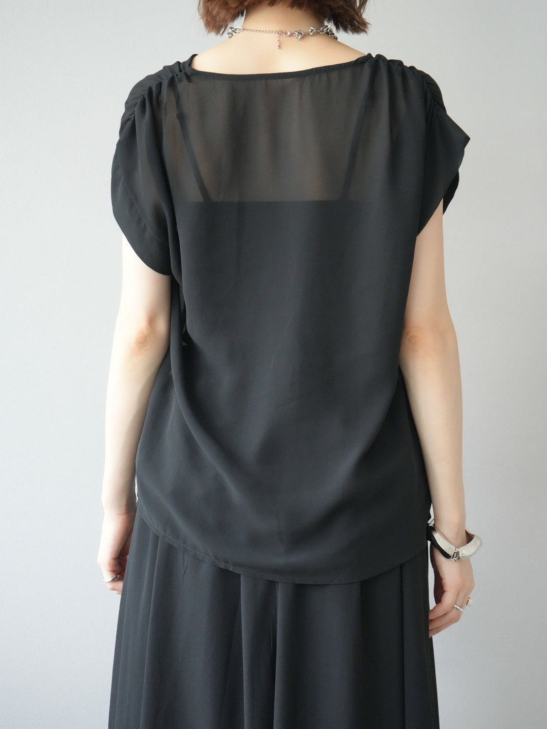 [SET]シフォンブラウス＆レースデザインフレアスカートSET UP(2set)