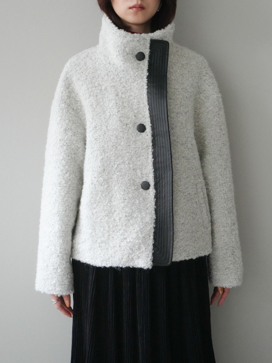 [予約]レザー切替ブークレブルゾン/gray