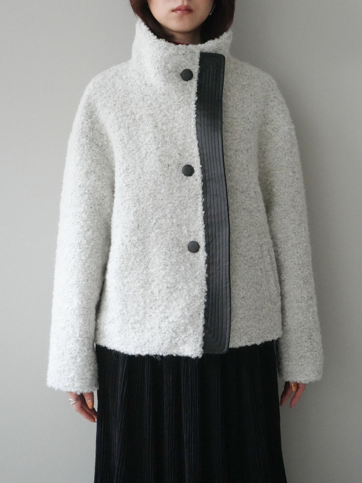 [予約]レザー切替ブークレブルゾン/gray