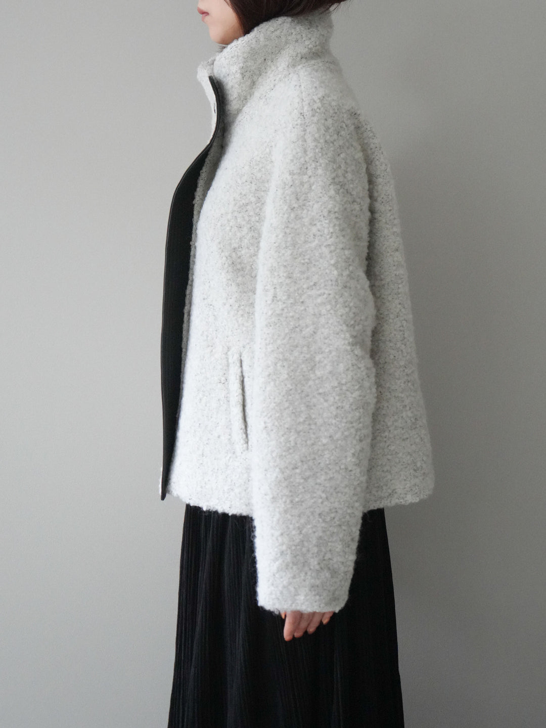 [予約]レザー切替ブークレブルゾン/gray