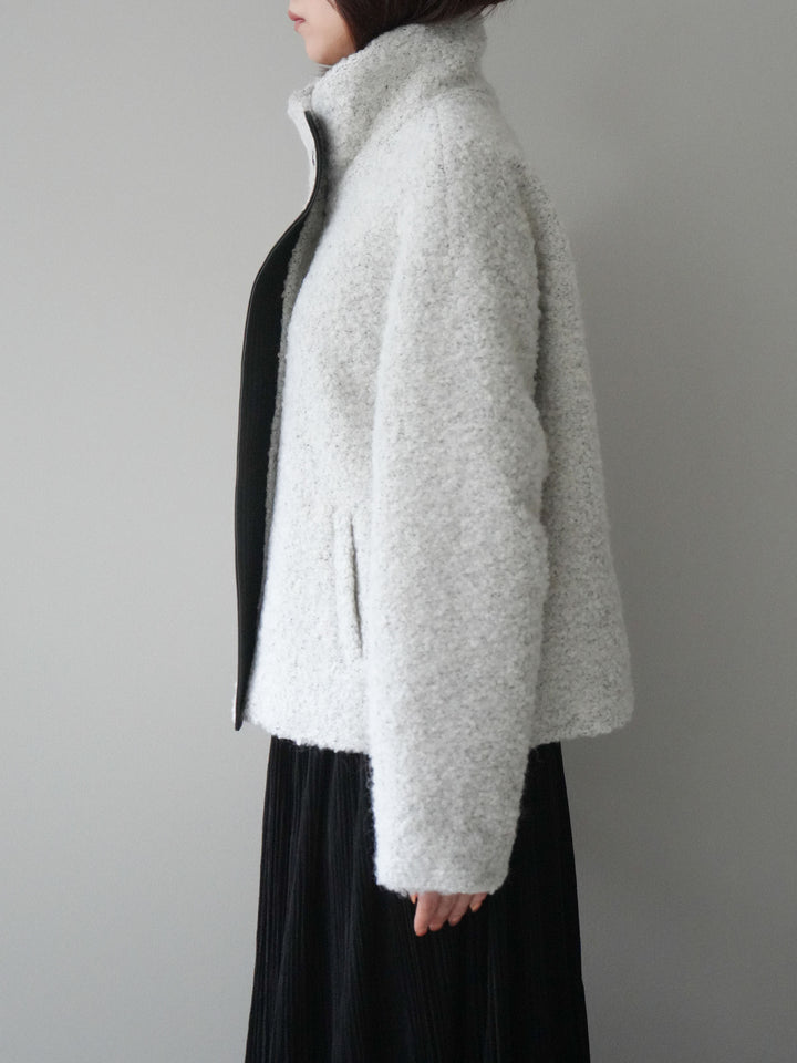 [予約]レザー切替ブークレブルゾン/gray