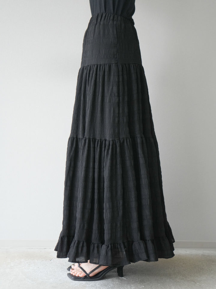 [予約]ワッシャーティアードスカート/ブラック