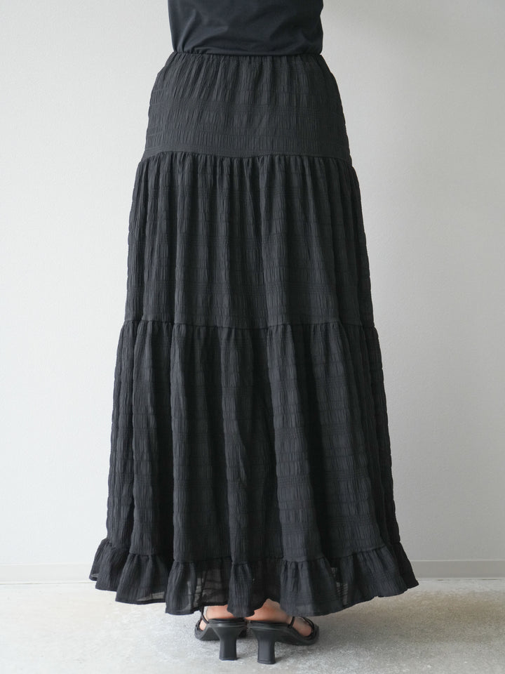 [予約]ワッシャーティアードスカート/ブラック