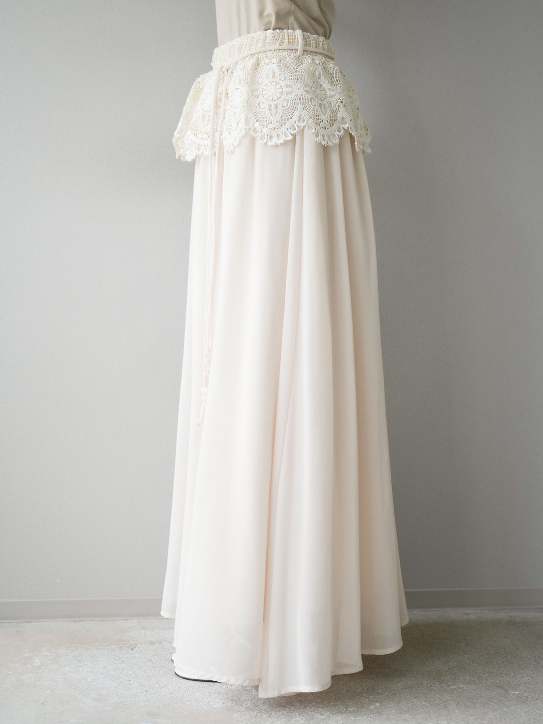 [SET]シフォンブラウス＆レースデザインフレアスカートSET UP(2set)