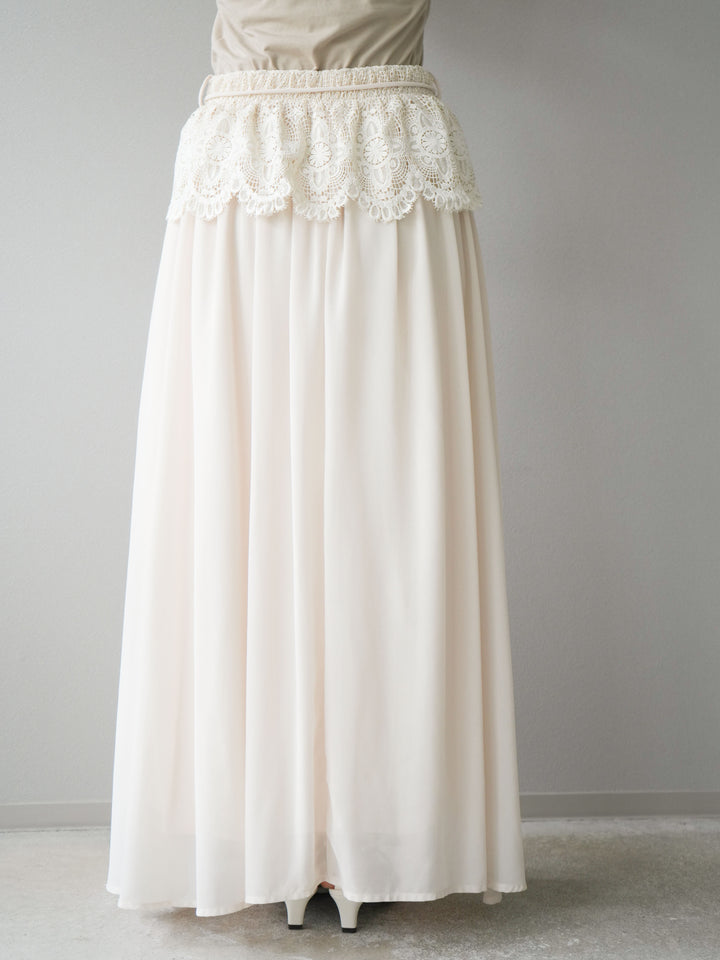 [SET]シフォンブラウス＆レースデザインフレアスカートSET UP(2set)