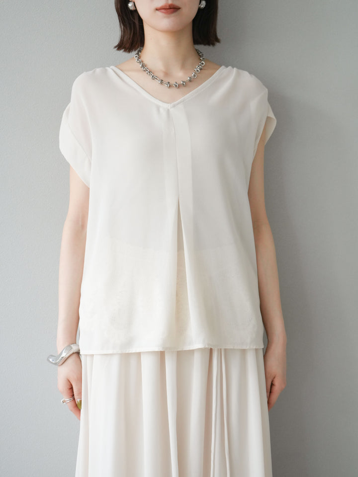 [SET]シフォンブラウス＆レースデザインフレアスカートSET UP(2set)