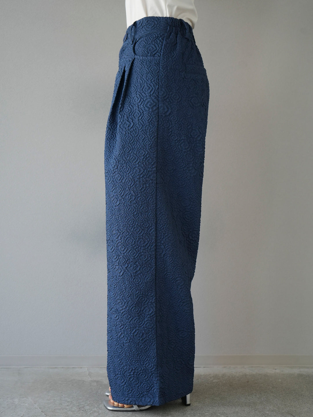 [Pre-order] Puffy jacquard wide pants/blue