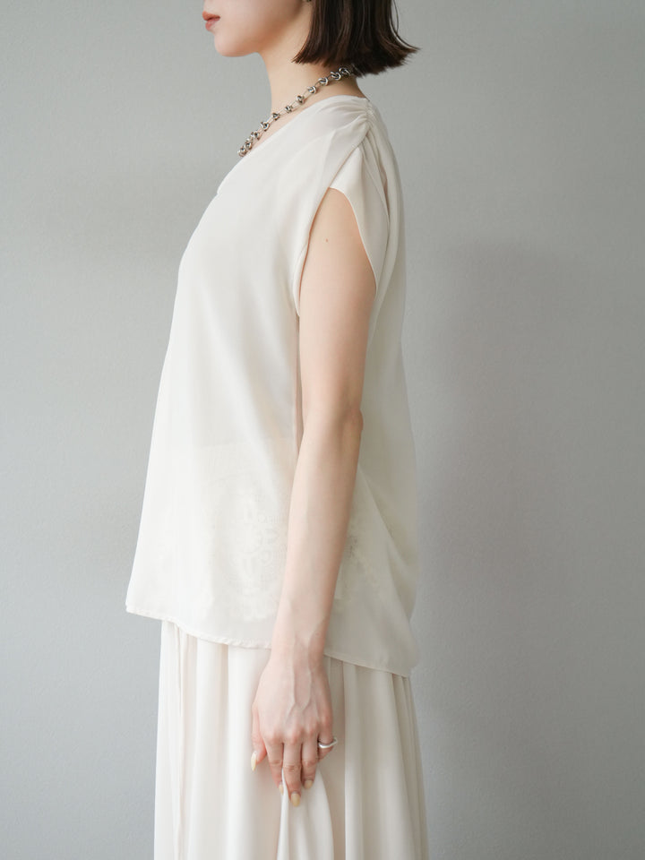 [SET]シフォンブラウス＆レースデザインフレアスカートSET UP(2set)