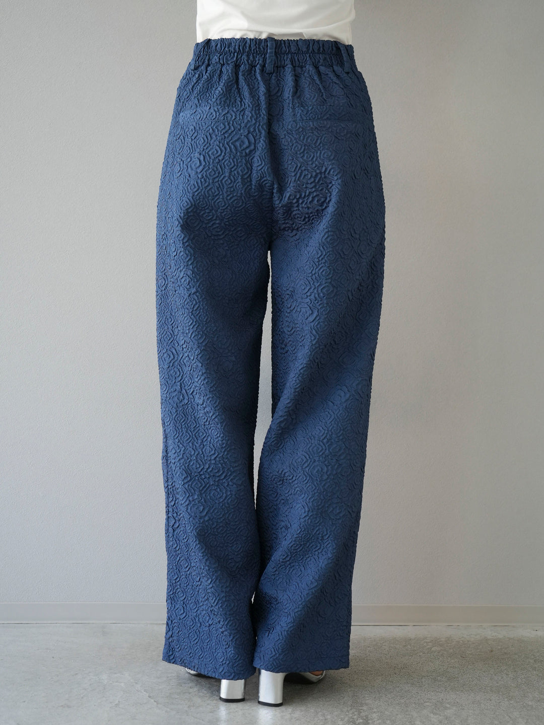 [Pre-order] Puffy jacquard wide pants/blue