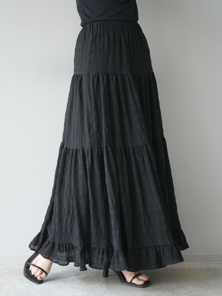 [予約]ワッシャーティアードスカート/ブラック