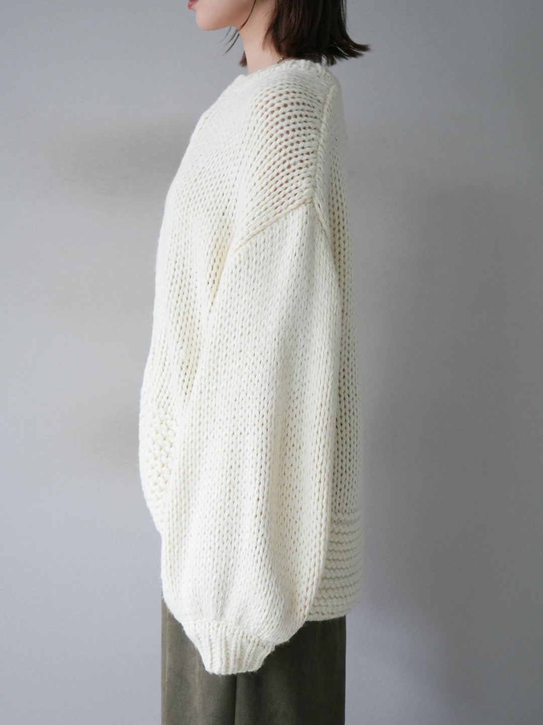 [予約]ロービングケーブルオーバーZIPニットカーディガン/アイボリー