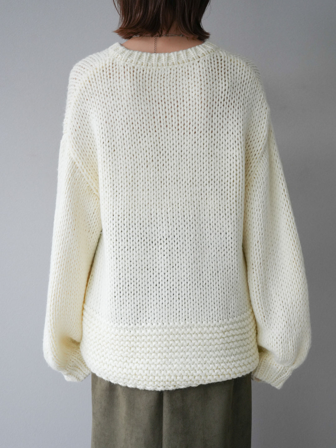 [予約]ロービングケーブルオーバーZIPニットカーディガン/アイボリー