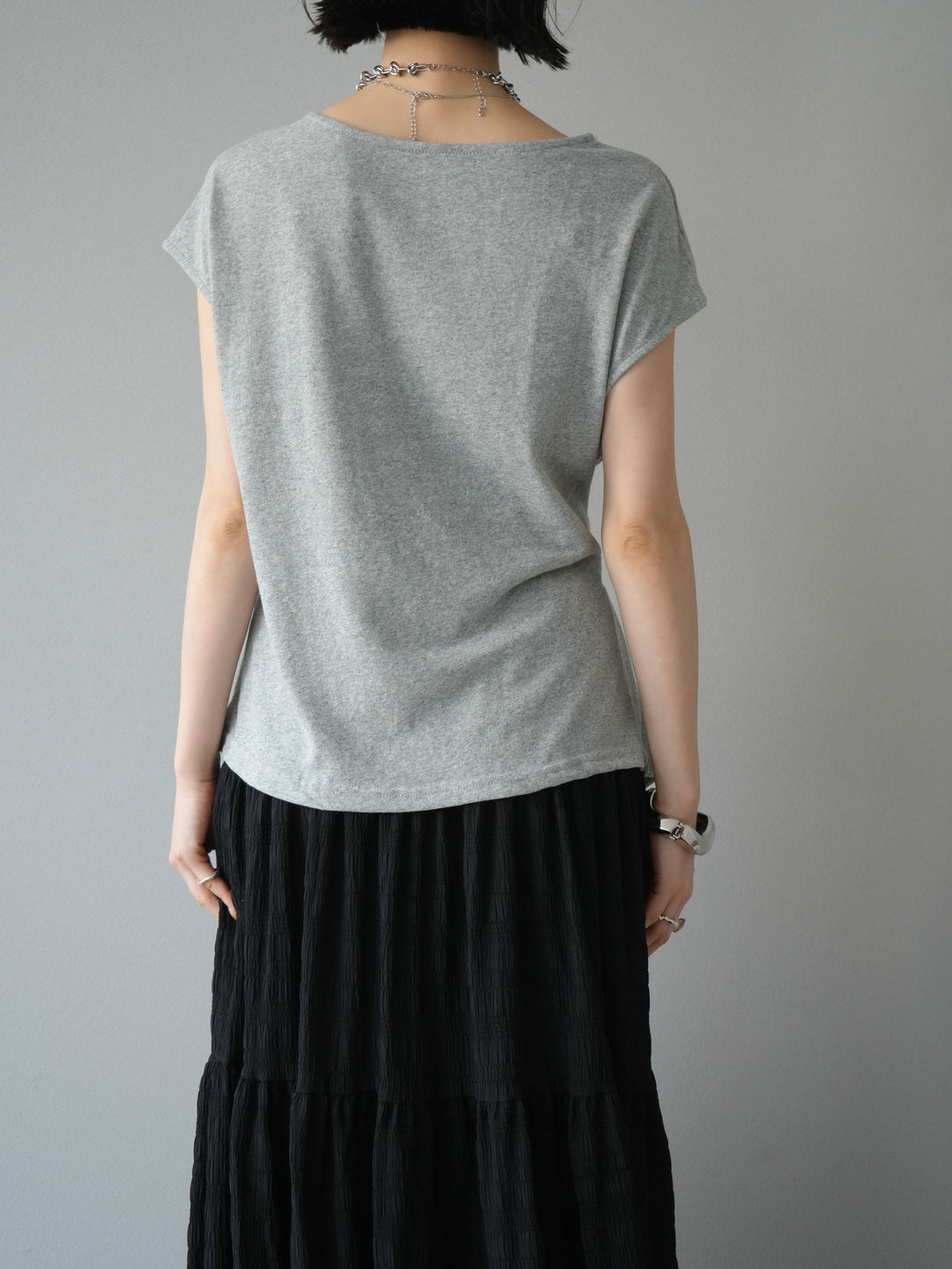 [予約]フロント巻きデザインカットソー/グレー