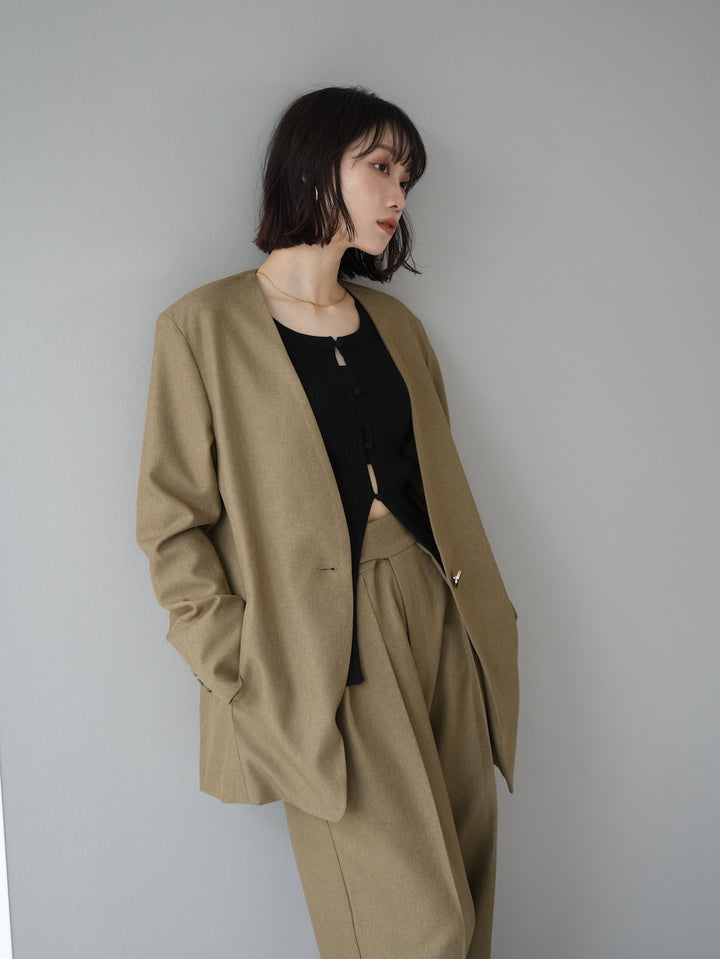 [予約]design button collarless jacket / beige