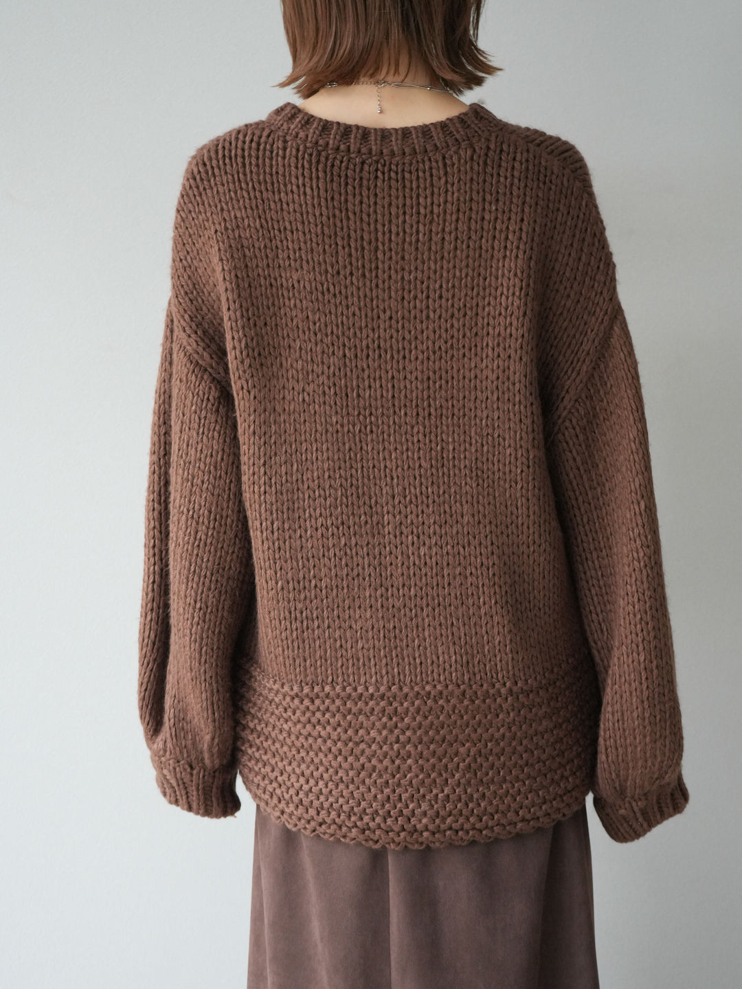 [予約]ロービングケーブルオーバーZIPニットカーディガン/ブラウン