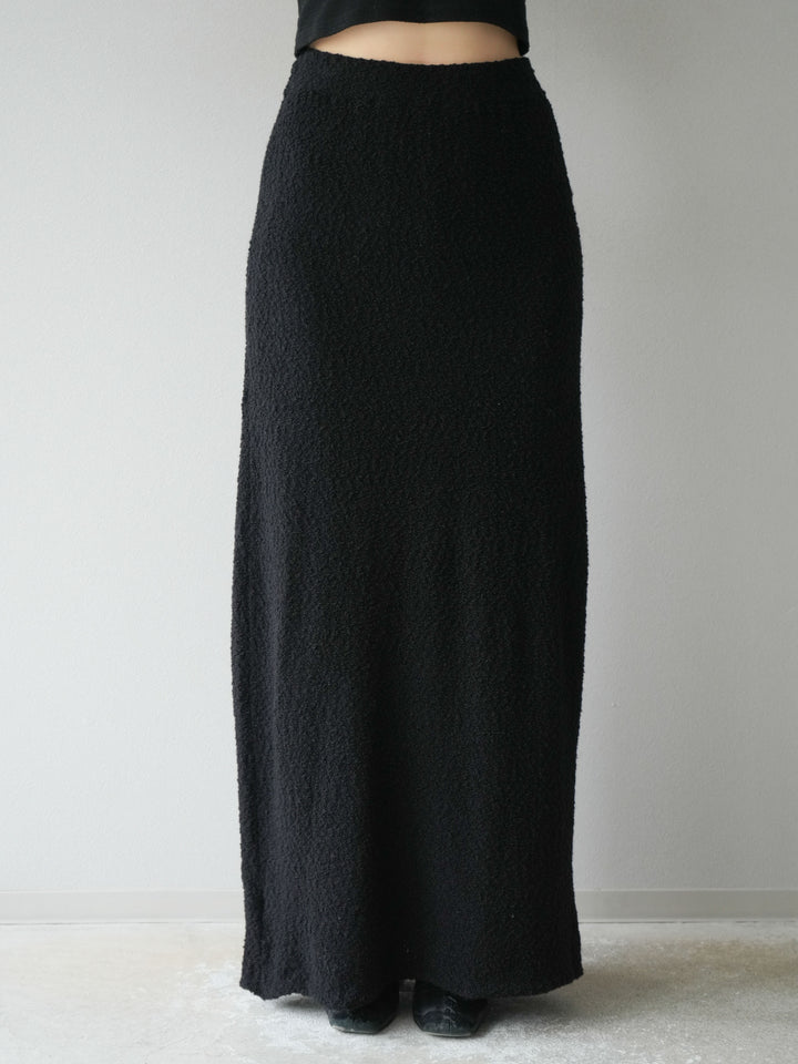 [予約]ブークレーニットIラインスカート/ブラック